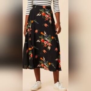 Amour Vert Black Floral Skirt